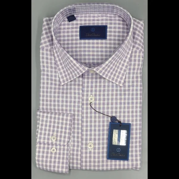 David Donahue | Shirts | 35 David Donahue Lilac White Dress Shirt Regular  Fit | Poshmark
